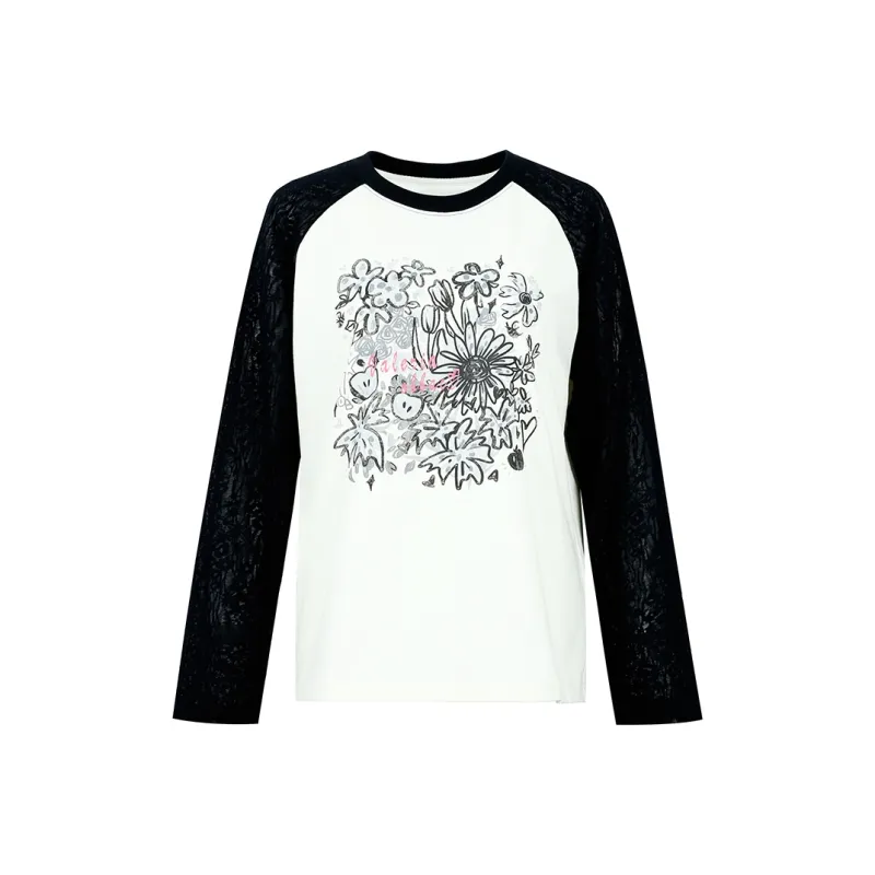 Valeria Obbaco Raglan Sleeve T Shirt Women's Black White-0