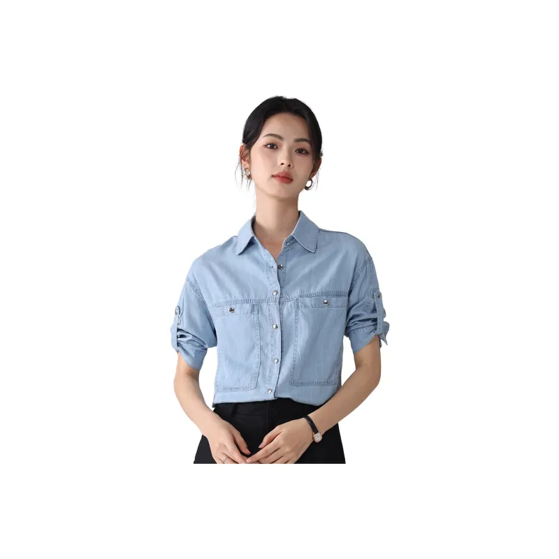 Love Elaine Shirts Women's Blue-0