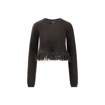 JW Anderson Cropped Fringed-Hem Knitted Jumper