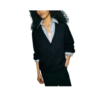 REFORMATION Lue Boyfriend Cardigan Sweater Women's Marine Blue
