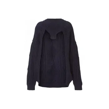 Burberry Cable Knit Technical Cotton Reconstructed Sweater 'Ink Blue'