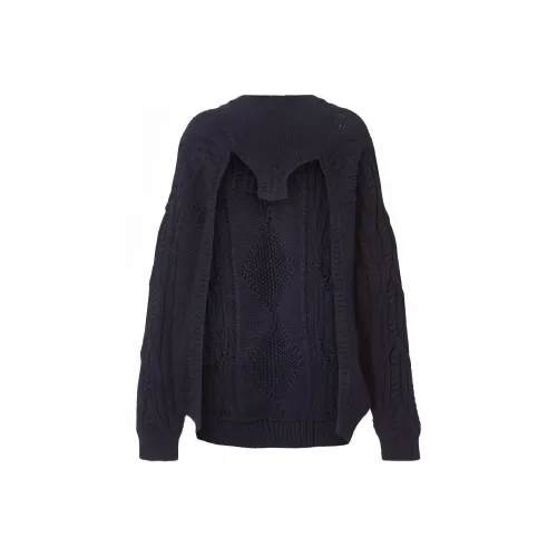 Burberry Cable Knit Technical Cotton Reconstructed Sweater 'Ink Blue'