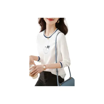 Mo Han Yi Mei Drop Shoulder Sleeve T Shirt Women's White