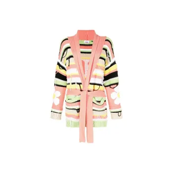 GCDS Mixed knit Belted Cardigan