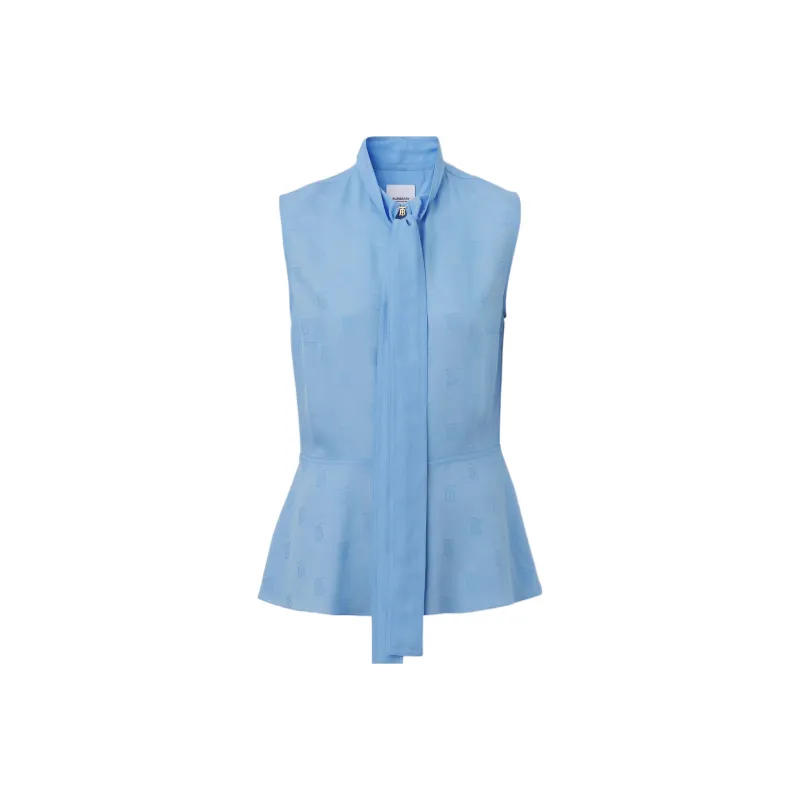 Burberry Logo-jacquard Pussy-bow Blouse-0