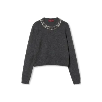GUCCI Embellished Crewneck Knit Jumper
