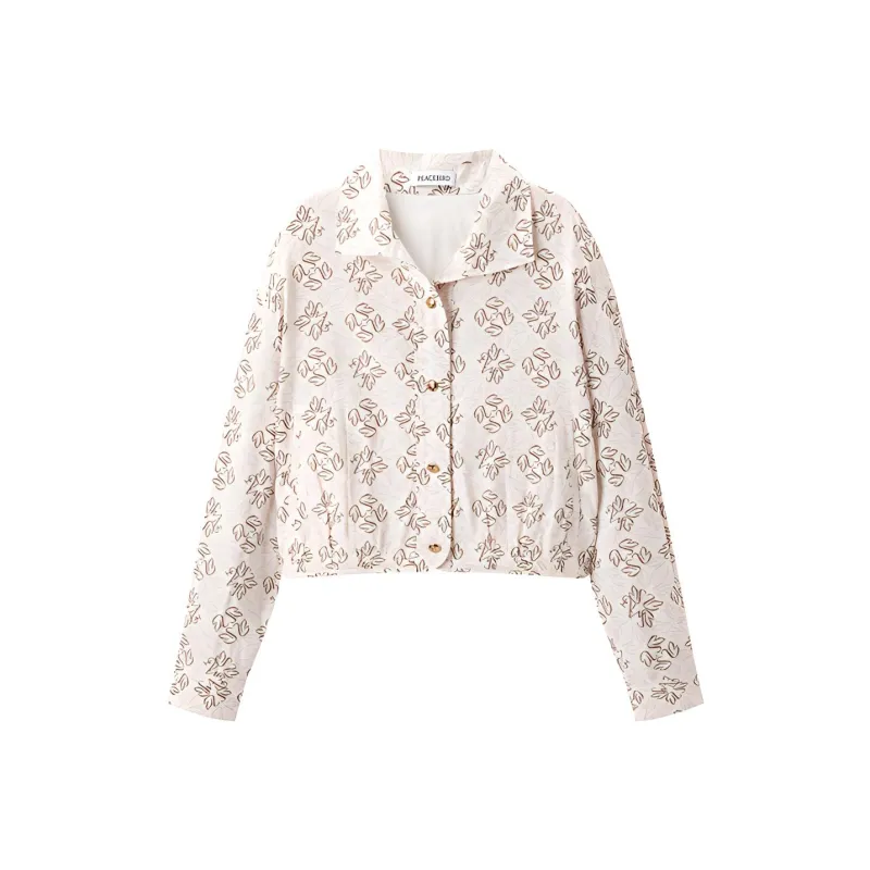 PEACEBIRD Shirts Women's Brown Pattern-0