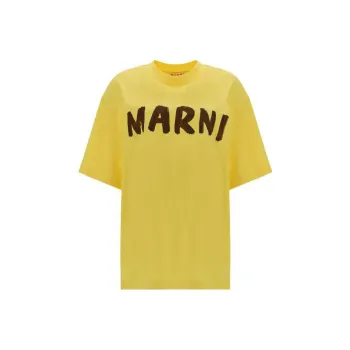 MARNI Oversized Logo T Shirts Yellow