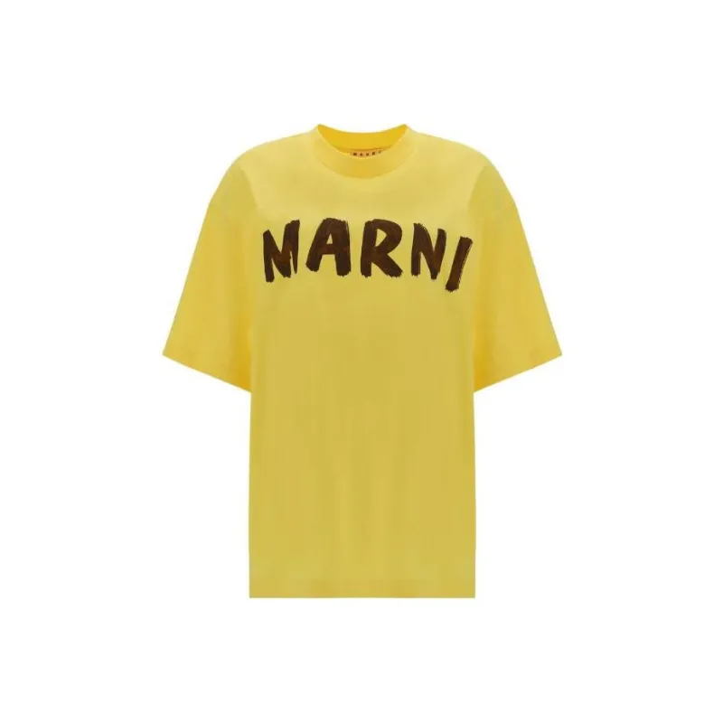 MARNI Oversized Logo T Shirts Yellow-0