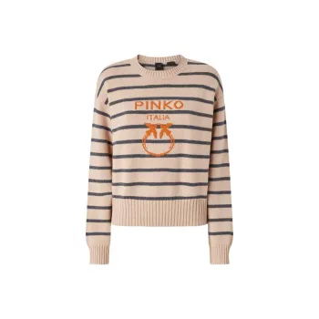 PINKO Love Birds Intarsia Striped Jumper
