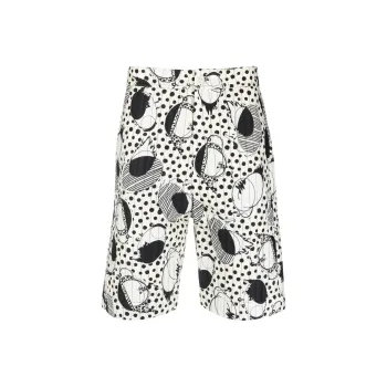 Henrik Vibskov Wheel Abstract print Quilted Shorts