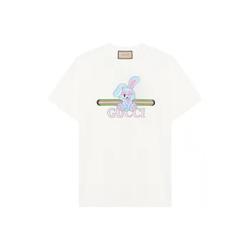 GUCCI SS24 Drop Shoulder Sleeve T Shirt Women's Ecru