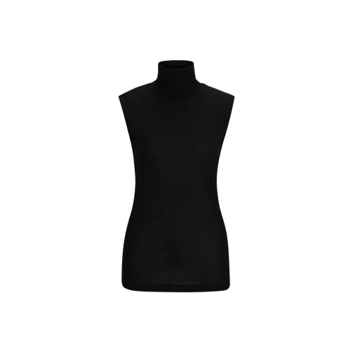 HUGO BOSS x NAOMI Collaboration Ribbed Sleeveless Rollneck Top T-Shirt Women's Black