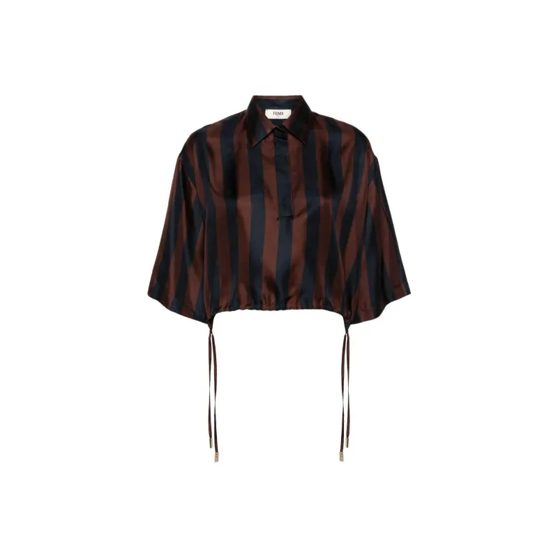 FENDI Pequin Striped Cropped Shirt-0