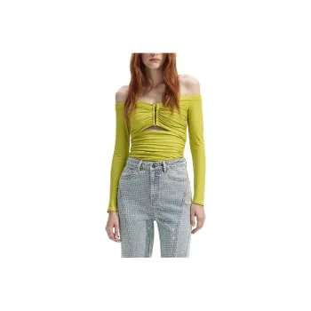 Self portrait T Shirt Women's Yellow Contrast Green