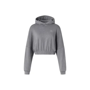 Adidas Originals CROP HOODIE ACID-WASH Sweatshirt Women's Gray