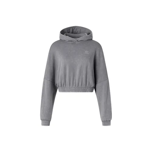 Adidas Originals CROP HOODIE ACID WASH Sweatshirt Women's Gray
