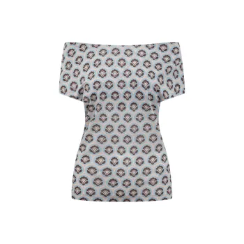 ETRO Pattern Printed Off Shoulder Asymmetric Top