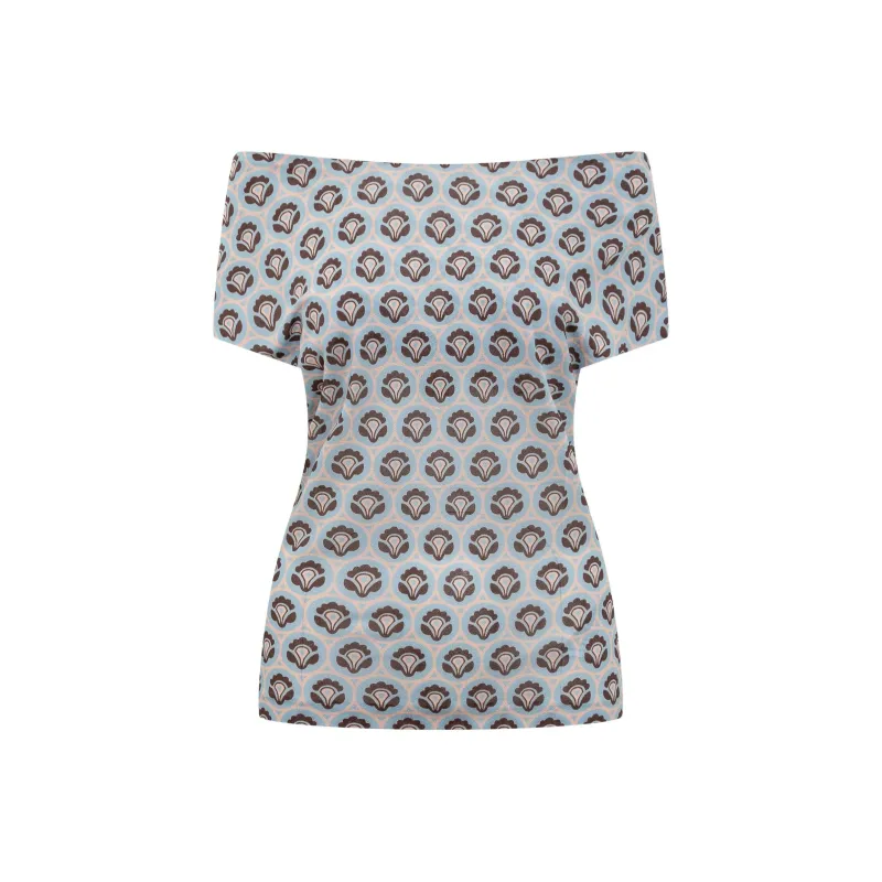 ETRO Pattern Printed Off Shoulder Asymmetric Top-0