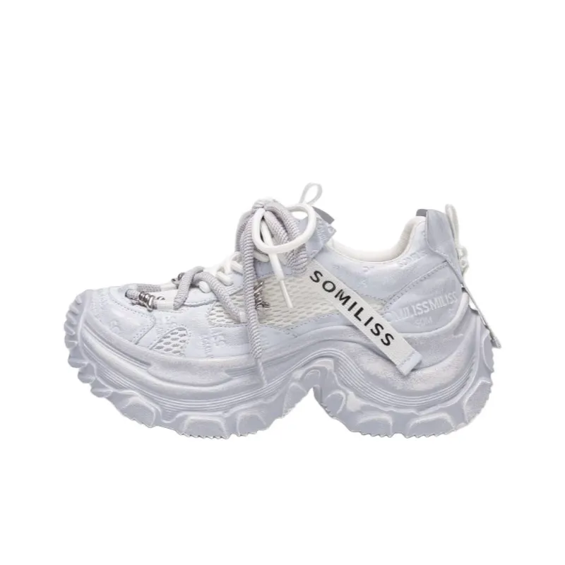 WOOS BOBO Breathable Lightweight Height Increasing Low Top Chunky Sneakers Women's-5