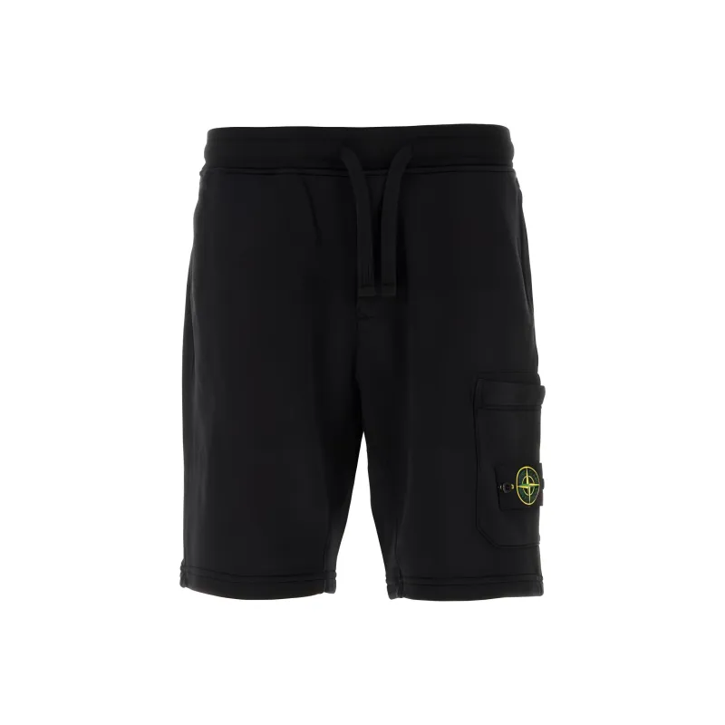 STONE ISLAND 64651 Cotton Fleece Garment Dyed Shorts-0