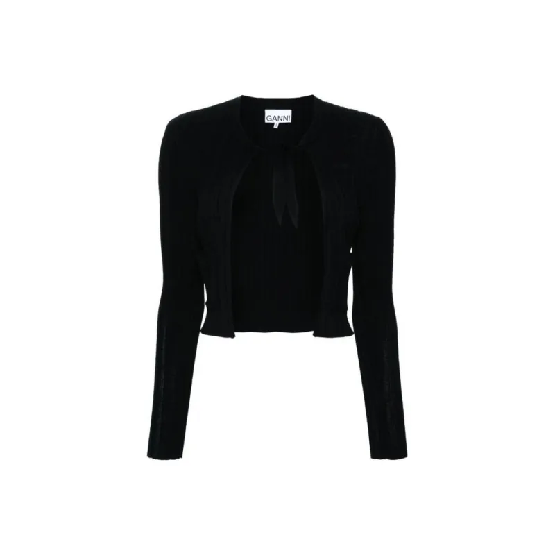 GANNI Ribbed Tie fastening Cardigan-0