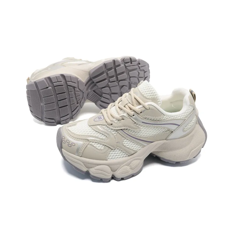 7 SEVFUN Wear resistant And Lightweight Low Top Chunky Sneakers Women's Ecru-6