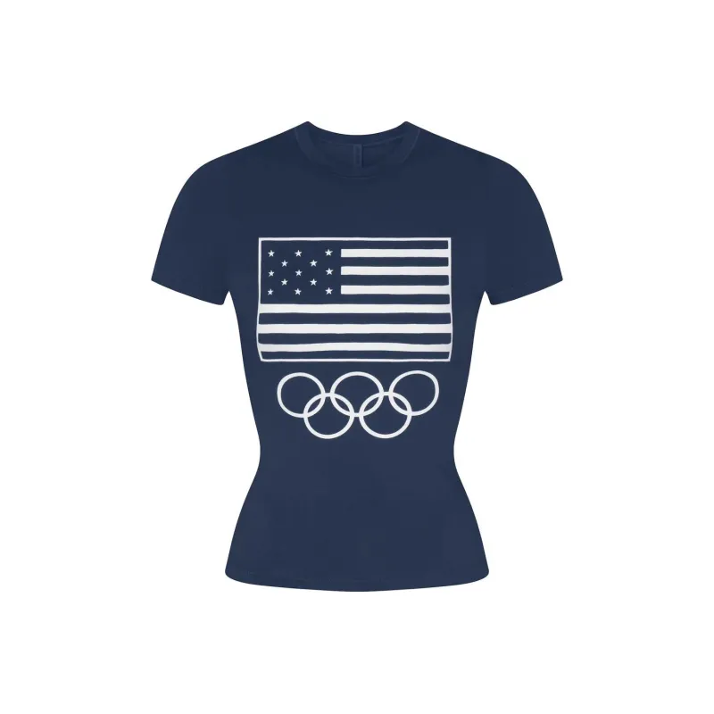 Skims USA Olympic Team Co-branded T-Shirts Women's NAVY/Marine Blue-0