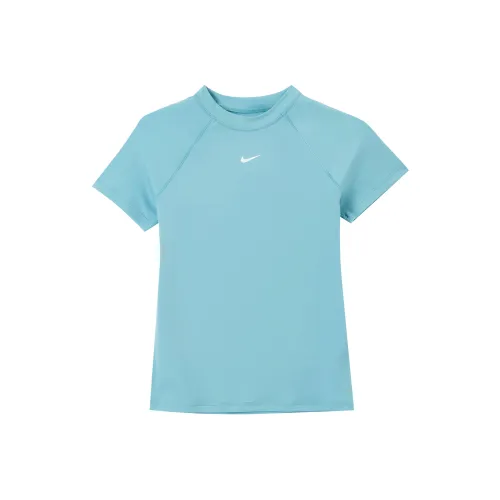 Nike Pro Raglan Sleeve T Shirt Women's Denim Blue Green/White