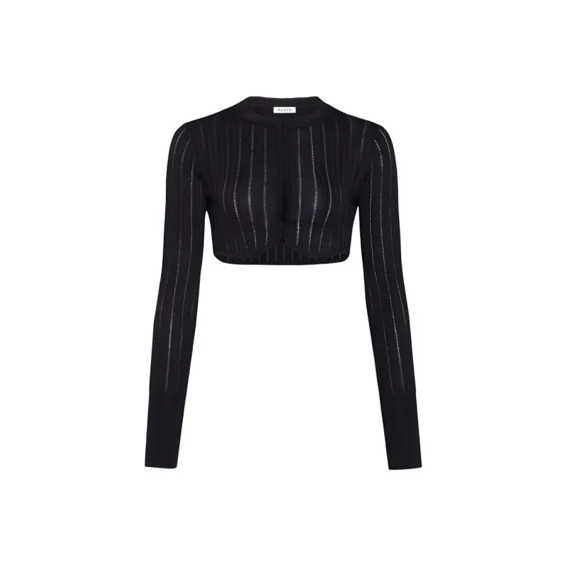 Alaia Crinoline Cropped Knitted Cardigan-0