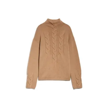MaxMara Kristin Collection Cable-Knit Wool And Cashmere Polo-Neck Sweater Sweater Women's Brown