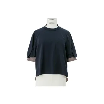 Sacai Spun Organza Jersey T Shirt 'Brown Check'