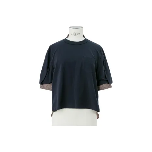 Sacai Spun Organza Jersey T Shirt 'Brown Check'