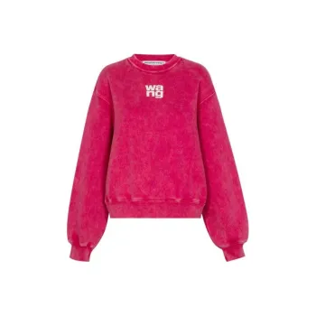 Alexander Wang Essential Puff Logo Terry Crewneck Soft Cherry