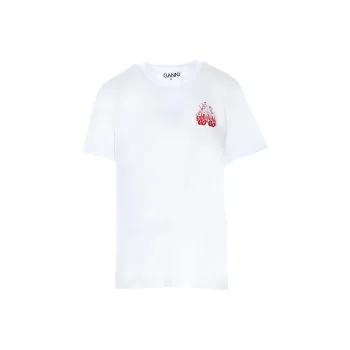 GANNI Logo Printed Crewneck T Shirt