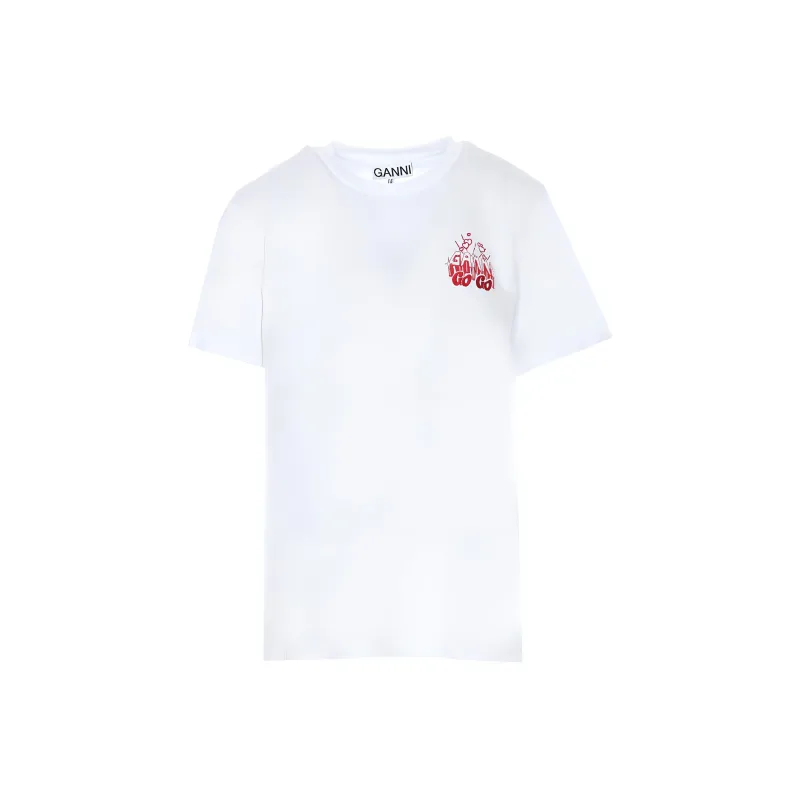 GANNI Logo Printed Crewneck T Shirt-0