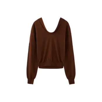 RECTO FW24 DRAPE COLLAR KNIT TOP Sweater Women's RED BROWN/Red Brown