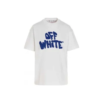 OFF WHITE Women's 70s Type Logo Casual S/S T shirt White/Blue