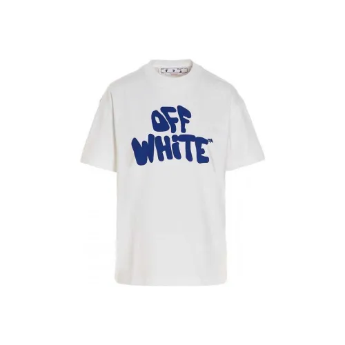 OFF WHITE Women's 70s Type Logo Casual S/S T shirt White/Blue