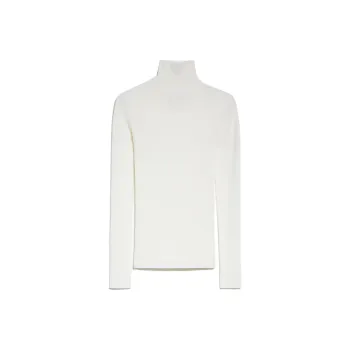 MaxMara Flavia Collection Pure Virgin Wool Mock Polo-Neck Sweater Sweater Women's Optical White