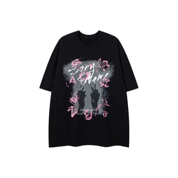ABCMININ Drop Shoulder Sleeve T Shirt Women's Black