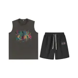 Gray Tank Top+Black Shorts (High-Quality Two-Piece Set)