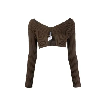 Jacquemus Ribbed Knit Cropped Cardigan