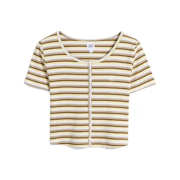 GAP T Shirt Women's Yellow Stripes