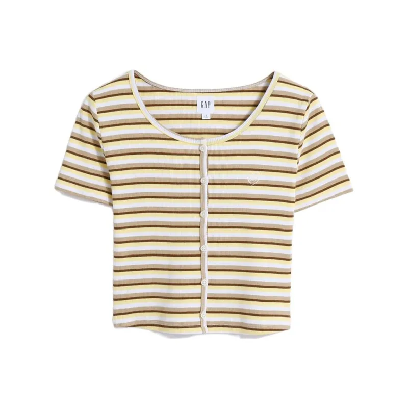 GAP T Shirt Women's Yellow Stripes-0