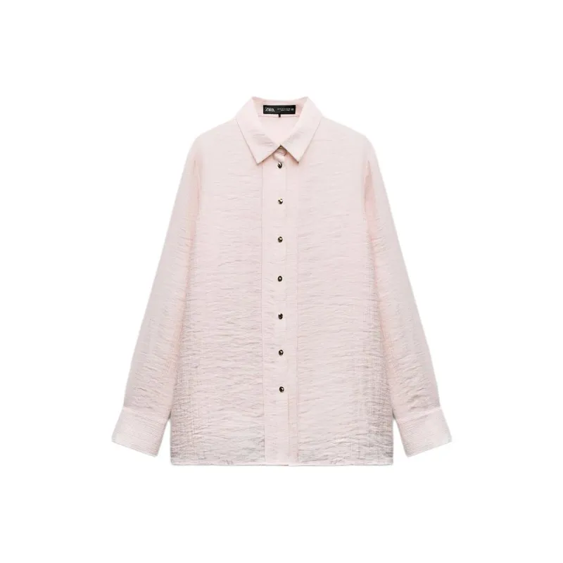 ZARA Shirt Women's Light Pink Red-0