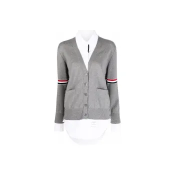 THOM BROWNE RWB armbands V neck Cardigan