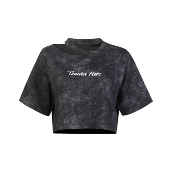 Guuka Hero Drop Shoulder Sleeve T-Shirt Women's Black