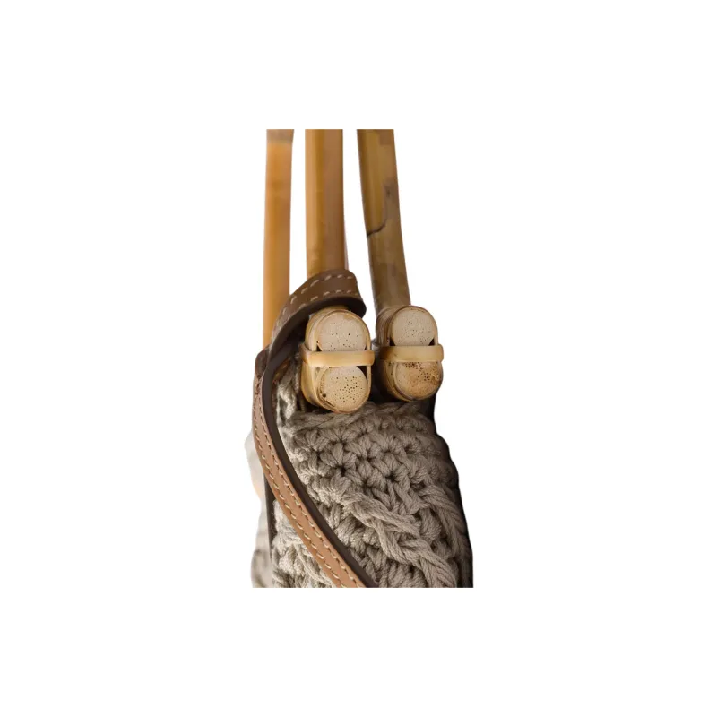 PRADA Cotton Handbag Mini Women's Beige-4