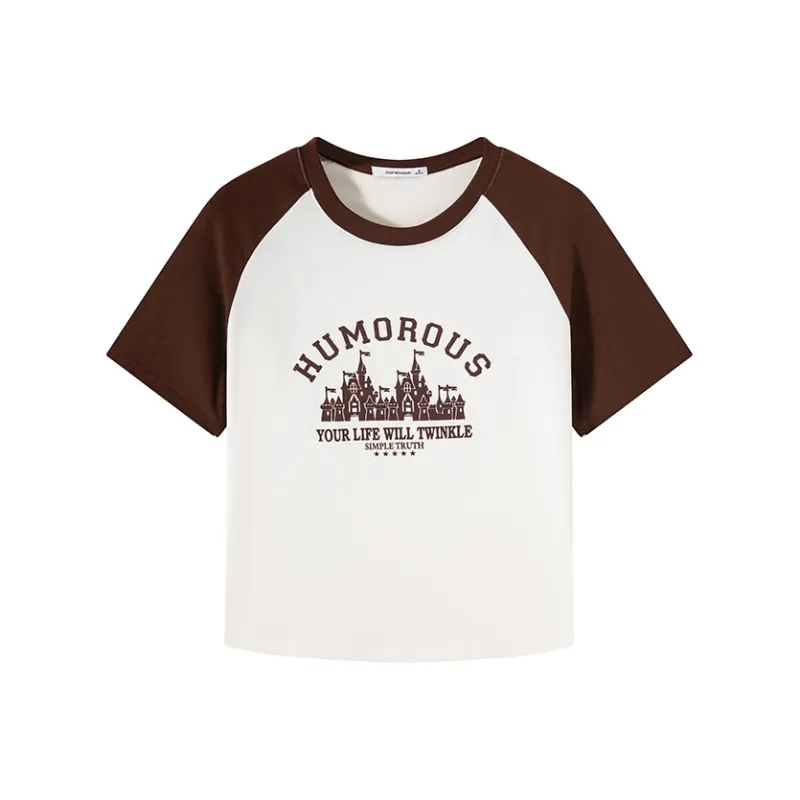 JEANSWEST T Shirt Set in Sleeve Summer Women's Medium Gray-6